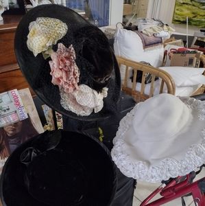 3 Vintage MARZI JAVITTS large fancy brimmed hats